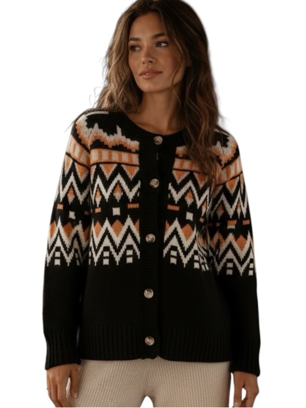 213: BIBI NWT SWEATER CARDIGAN BLACK MULTI (H16)